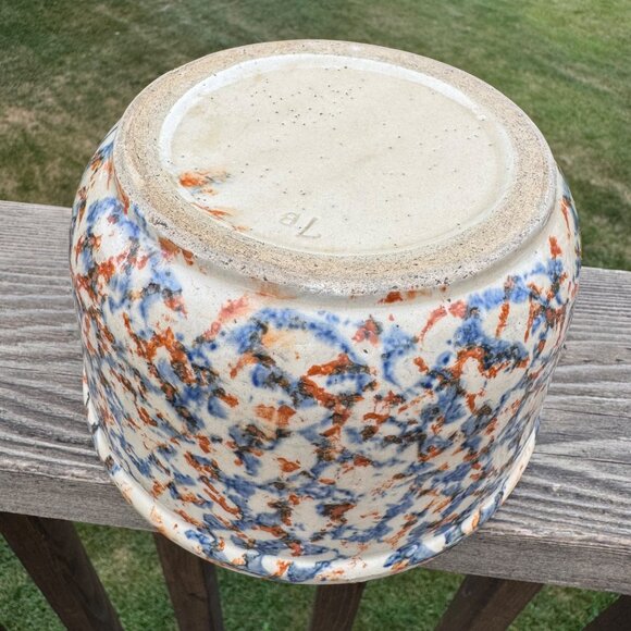 VTG Redwing Stoneware Smooth Spongeware Bowl Blue Brown Spongeware Farmhouse 7" - Picture 12 of 14